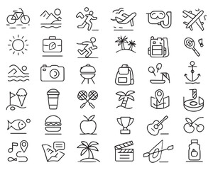 Set of outline icons related to post, postal. Linear icon collection