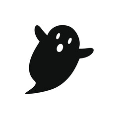 Halloween Ghost Silhouette Icon, Spooky Black Phantom Graphic, Creepy Spirit Mascot Design, Cute Floating Ghost Illustration, October Haunted Holiday Element