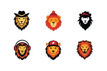 Lion Head Color Vector Bundle Illustration