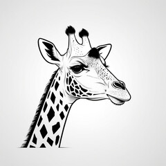 Naklejka premium Giraffe portrait with intricate details in a minimalist design style