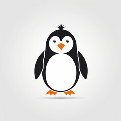 Fototapeta premium Charming penguin character standing on a neutral background