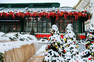 Chinese red lantern in the night of Chinese New Year of happiness
