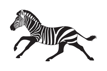 Black and white silhouette of a running zebra © Sadek