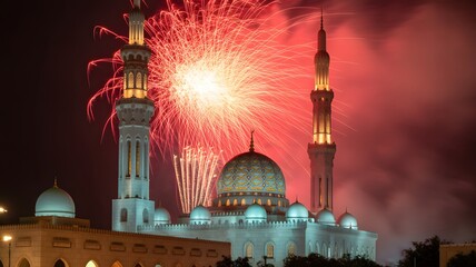 Celebrate islamic new year with fireworks over sultan qaboos grand mosque oman city