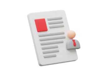 Isolated Business Document: 3D Rendering of a Corporate Resume with a Profile Picture and Essential Information on a White Background