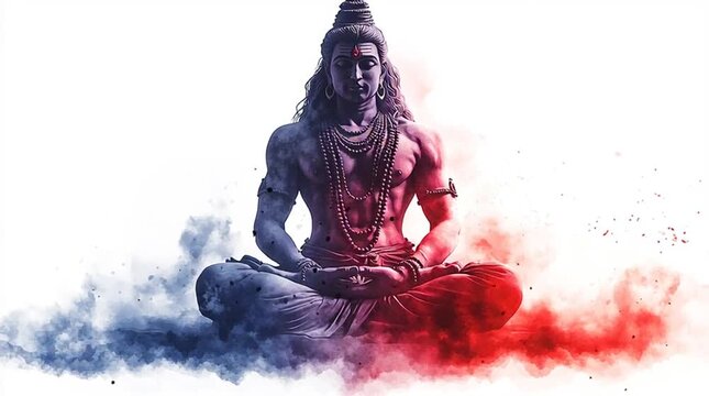 Watercolor style of Vishnu on a white background	
