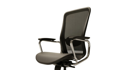 Ergonomic office chair isolated on transparent background for comfortable workspace