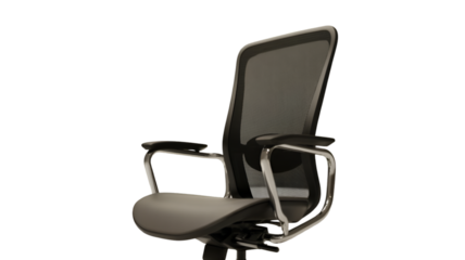Ergonomic office chair isolated on transparent background for comfortable workspace