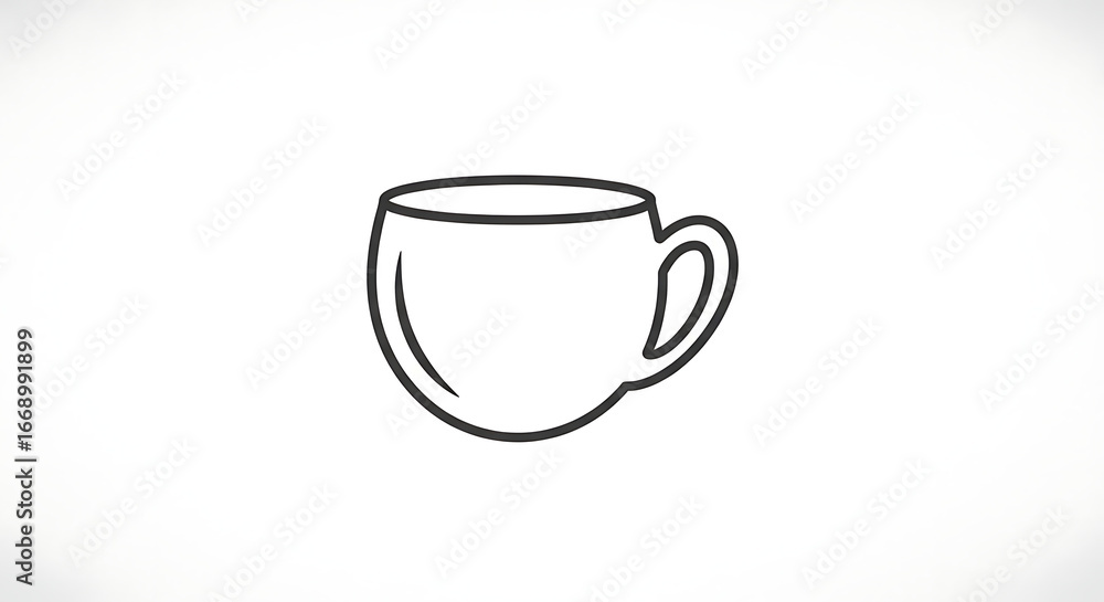 Poster a simple line drawing of a coffee cup with a handle on a white background in a minimalist style ai g