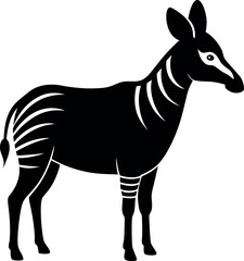 Stylized Okapi Silhouette with Striped Legs and White Neck Markings