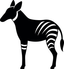 Okapi Silhouette with Zebra Striped Legs Illustration