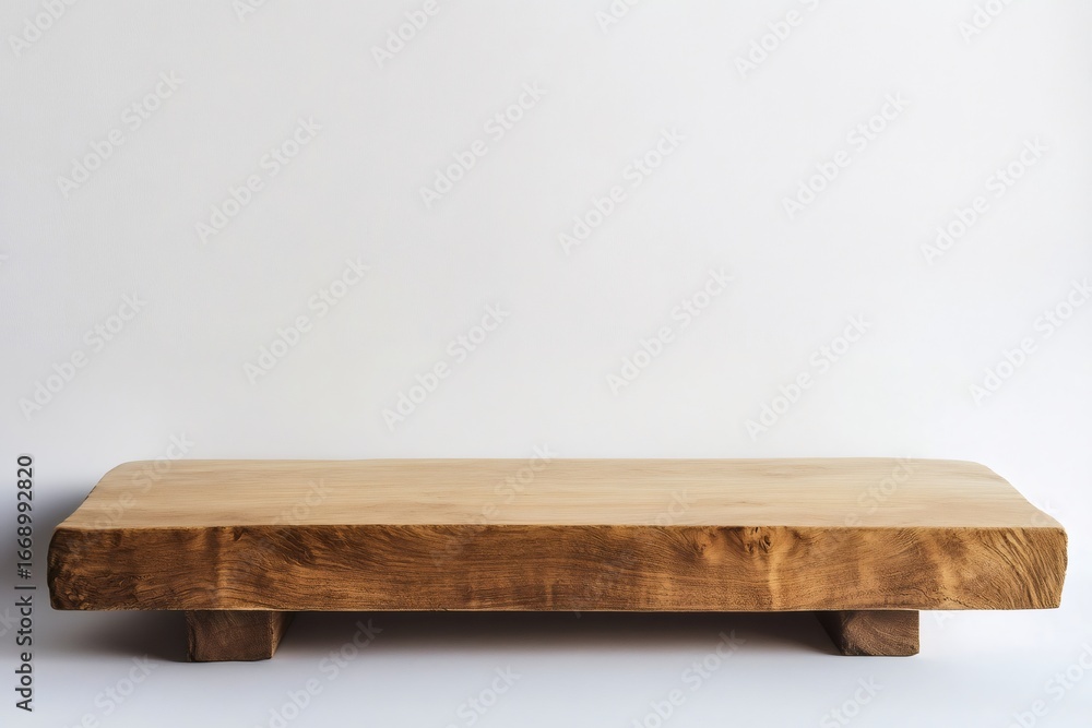 Poster rustic wooden tabletop on white background, perfect for showcasing products and creating minimalist 