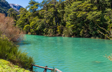 Frias River, near its mouth in Lake Nahuel Huapi, next to Puerto Blest, Patagonia, Argentina