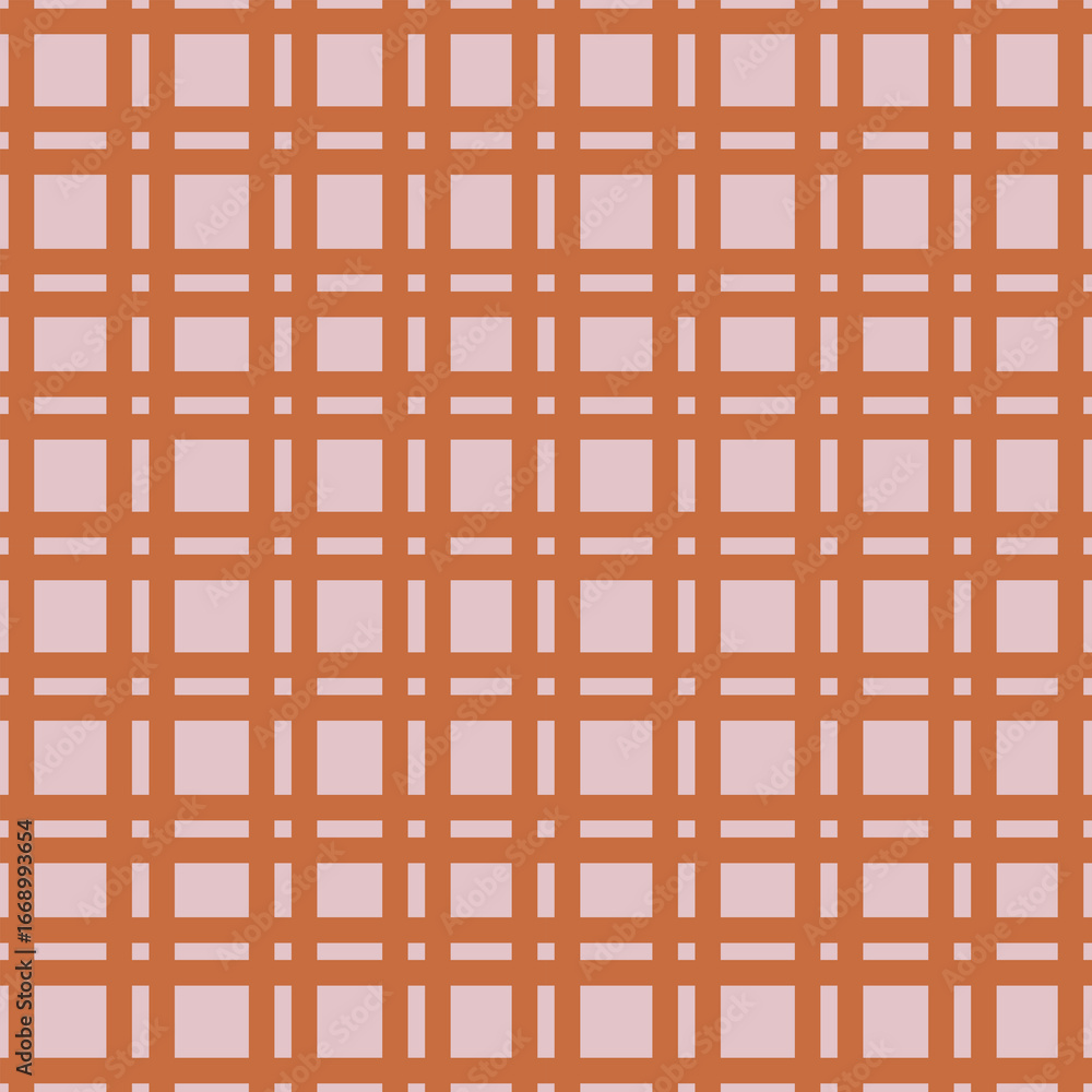 Poster seamless vector pattern with terracotta and blush pink squares and lines, creating a modern geometri