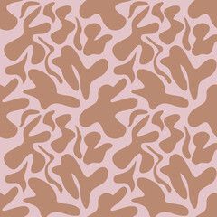 Seamless vector pattern with abstract organic shapes in muted mauve and taupe, creating a calming and sophisticated design ideal for various applications.