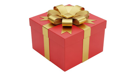 Obraz premium Red gift box with gold ribbon isolated on transparent background
