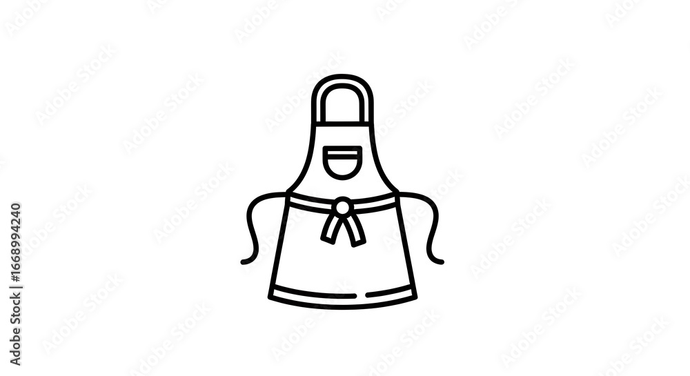 Poster a simple line drawing of an apron with a pocket and tie on a white background illustration ai genera