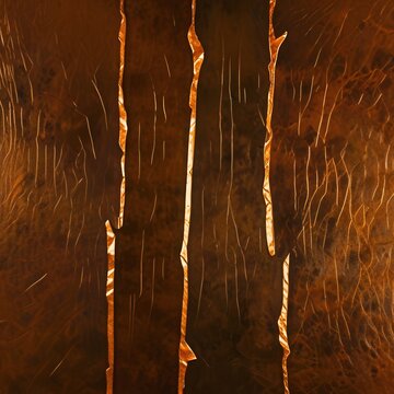 Copper Leaf Background with Weathered Cracks, Red Streaks, and Metallic Elegance