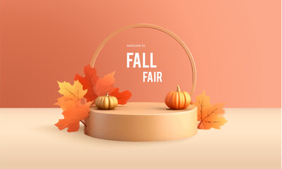 Autumn advertising banner with product showcase
