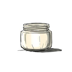 Cream jar sketch with white background.