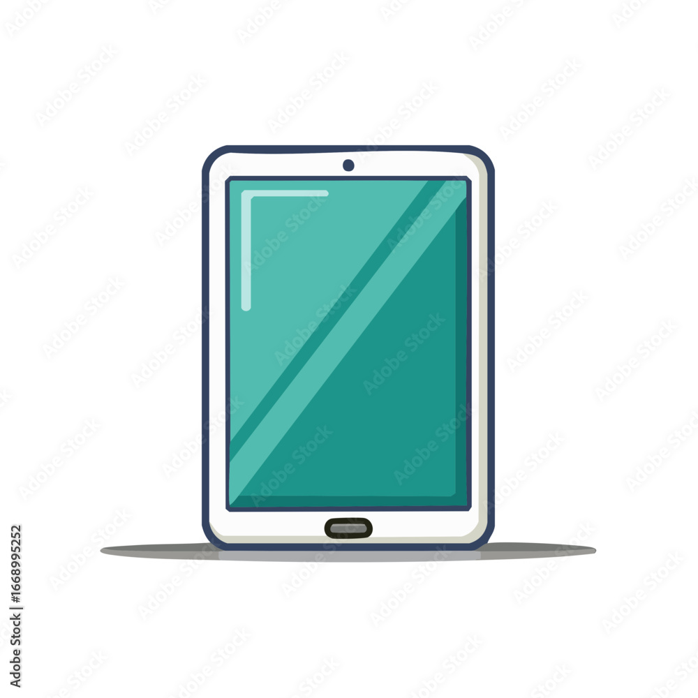 Poster teal display tablet device with rounded edges illustration