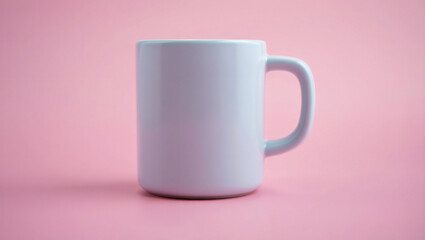 White ceramic mug on a pink background for hot drinks and beverages