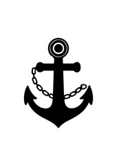 Classic Anchor with Chain Silhouette