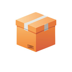 Closed Corrugated Cardboard Box with Tape, Delivery Packaging Concept