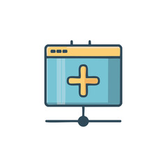 Fototapeta premium Digital Health Record Icon with Medical Cross Symbol and Network Connection