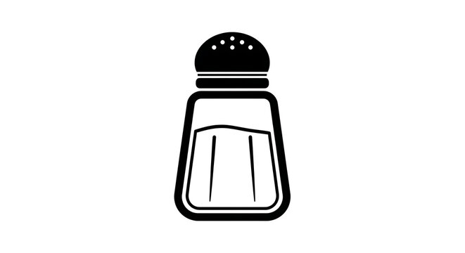 A minimalistic black and white drawing of a salt shaker with a dotted top and lines inside ai generated