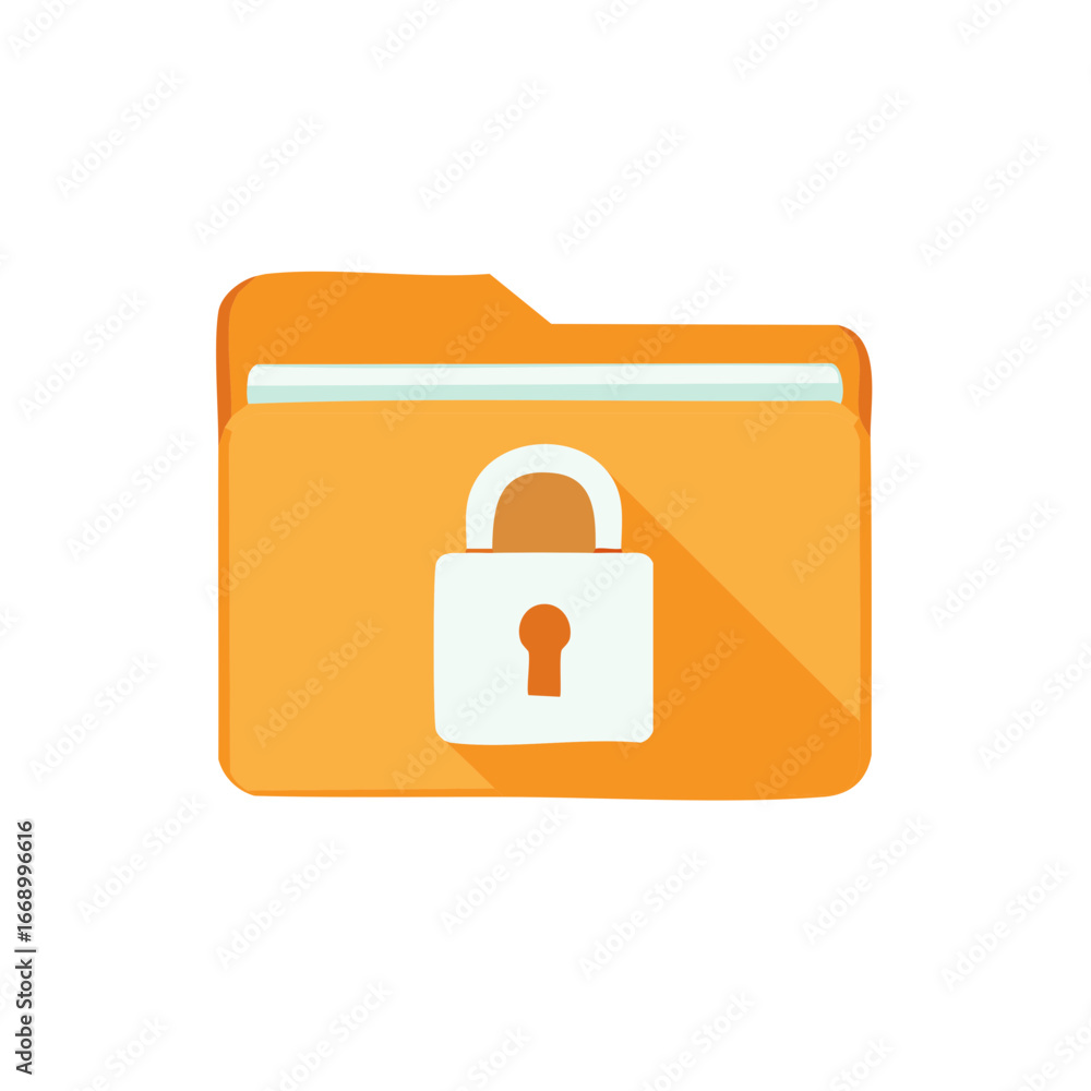 Poster protected folder with padlock security for information or data storage safe document icon file manag