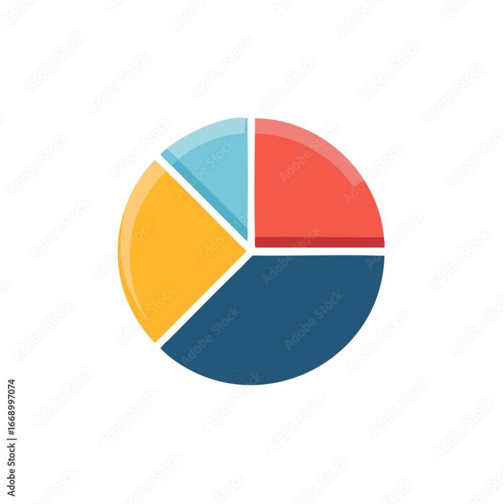 Aufkleber colorful pie chart illustration with four slices for statistical data visualization