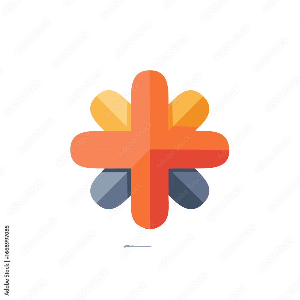 Poster abstract geometric cross shape with rounded petals and gradient colors