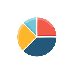 Colorful Pie Chart Illustration with Four Slices for Statistical Data Visualization