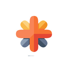 Obraz premium Abstract geometric cross shape with rounded petals and gradient colors