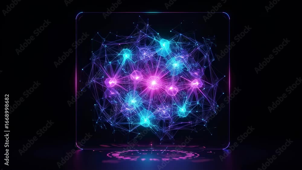 Aufkleber digital plexus node connection display rotating inside glass screen. data transfer concept visualiza