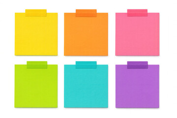 Multicolored adhesive notes affixed with clear tape, displaying blank spaces for writing personal memos or design annotations