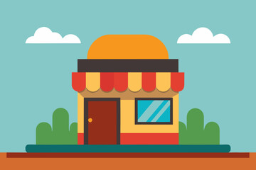 Naklejka premium A classic cartoon burger shop scene vector illustration