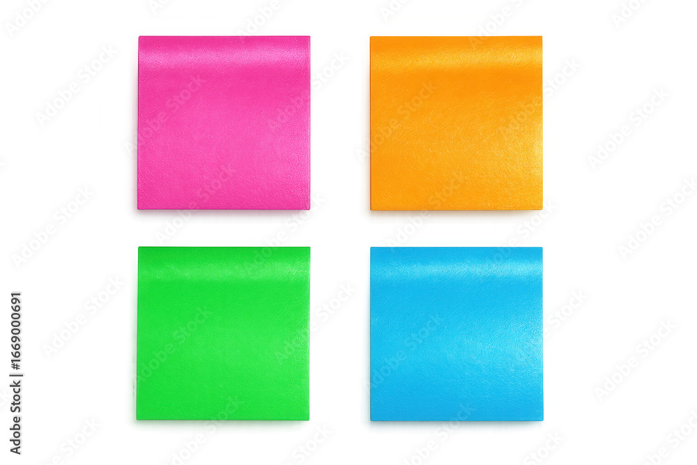 Aufkleber four colorful sticky notes on a transparent background, perfect for adding a touch of organization t