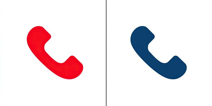 A simple graphic displays two telephone icons, one red and one dark blue, side-by-side on a white background