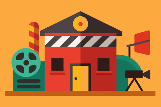 A simple cartoon of a film studio vector illustration