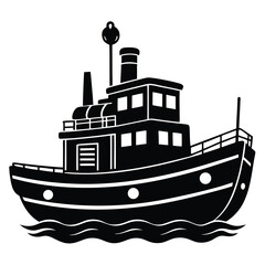tugboat silhouette vector art