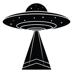 ufo flying saucer silhouette vector art