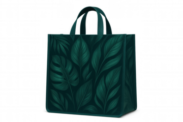 Tropical leaf-patterned green tote bag, carrying sustainable style for urban shoppers and daily errands