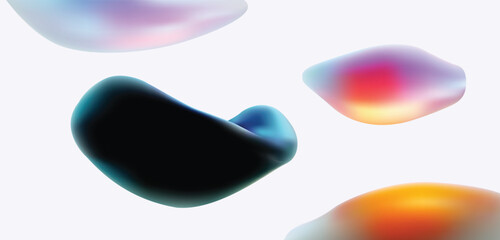 An abstract composition of colorful fluid shapes beautifully displayed on a white background