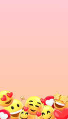Fototapeta premium Love emoticons border iPhone wallpaper, pink gradient design