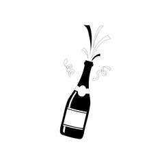 Champagne bottle icon. Celebration party symbol. Sparkling wine illustration. Vector festive drink.