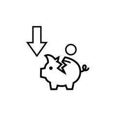 Piggy bank savings. Money fall symbol. Finance investment icon. Coin drop Vector illustration.