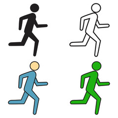 People running figures. Jogging activity symbol. Athletes Vector illustration. Healthy lifestyle concept.