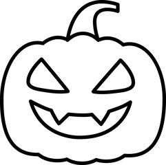 Pumpkin Jack o Lantern Line Art Icon for Halloween Decoration, Logo, Web, and Social Media Design. Outlined Jack o Lantern pumpkin icon for Halloween design use in web, apps, logos, banners.